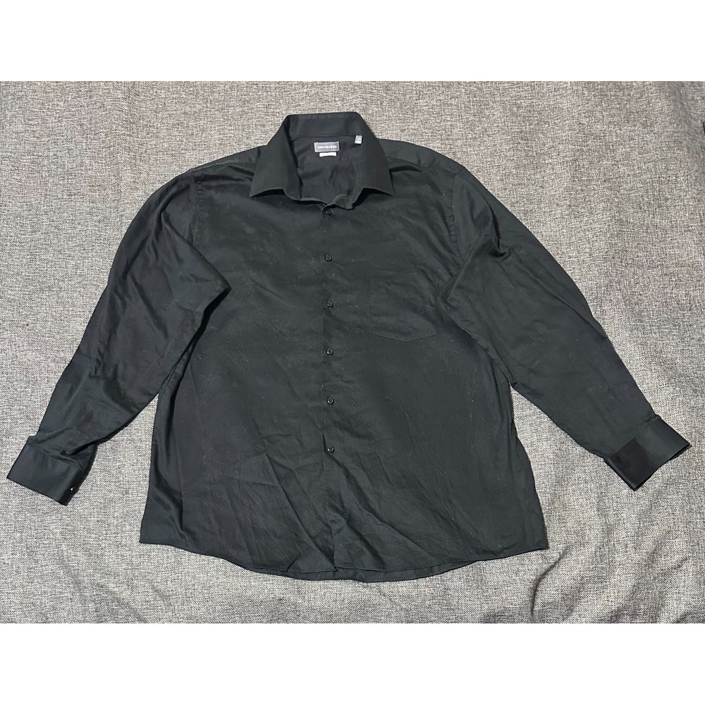 Van Heusen Regular Fit Men's 17 34/35‎ Black Long Sleeve Shirt